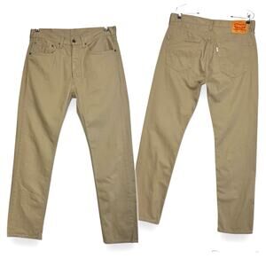Levis 505 Jeans Regular Fit Straight 0718 Timberwolf Khaki Brn Men 34x34 Preppy